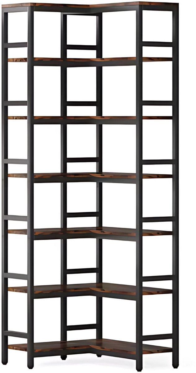 Boekenkast Dully - 7 lagen - Hoekkast - Bruin - Hoekrek - Voor Woonkamer, Slaapkamer of Kantoor - 60x60x200cm