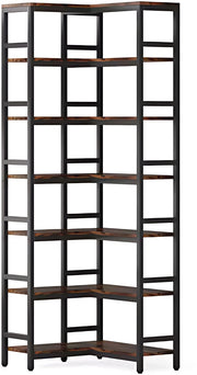 Boekenkast Dully - 7 lagen - Hoekkast - Bruin - Hoekrek - Voor Woonkamer, Slaapkamer of Kantoor - 60x60x200cm