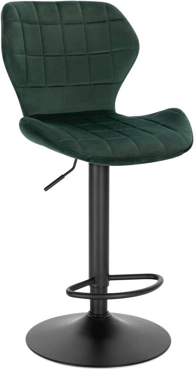 Bolt Edge Barkruk - Industrial - Donkergroen - Velvet - Verstelbaar - Met rugleuning - Set van 1