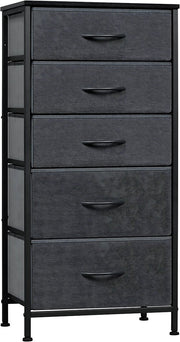Ladekast met 5 Laden -Dressior - Kast - Voor Slaapkamer, Keuken, Kantoor of Woonkamer - Smal Dressoir met Stoffen Laden
