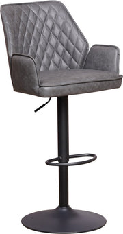 Barkruk - Met rugleuning en armleuning - Antraciet - Modern Design - Voetsteun