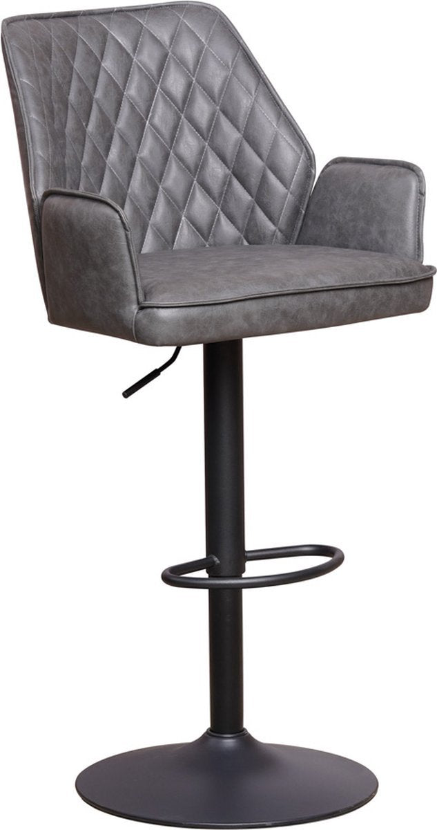 Barkruk - Met rugleuning en armleuning - Antraciet - Modern Design - Voetsteun