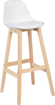 Barkruk Tido Industrial - Wit - Barkrukken set van 2 - Barstoel Kruk - Barstoelen met rugleuning - Keukenstoel - Kunstleer