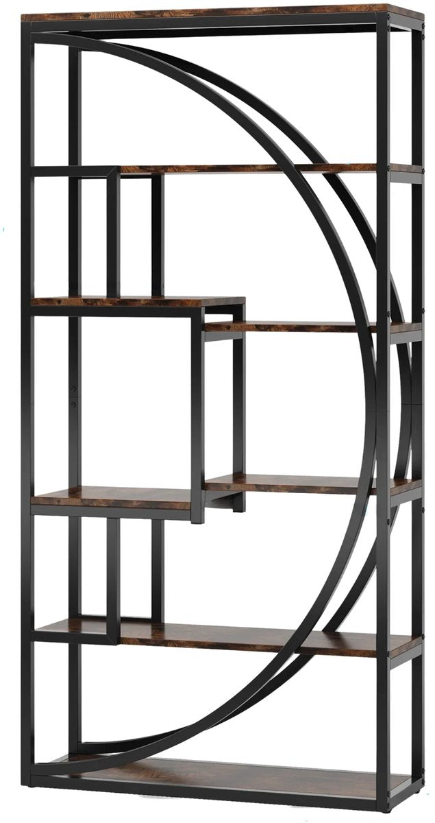 Boekenkast industrieel - Voor woonkamer, slaapkamer of kantoor - Opbergkast - 170cm - Vakkenkast - Khaki