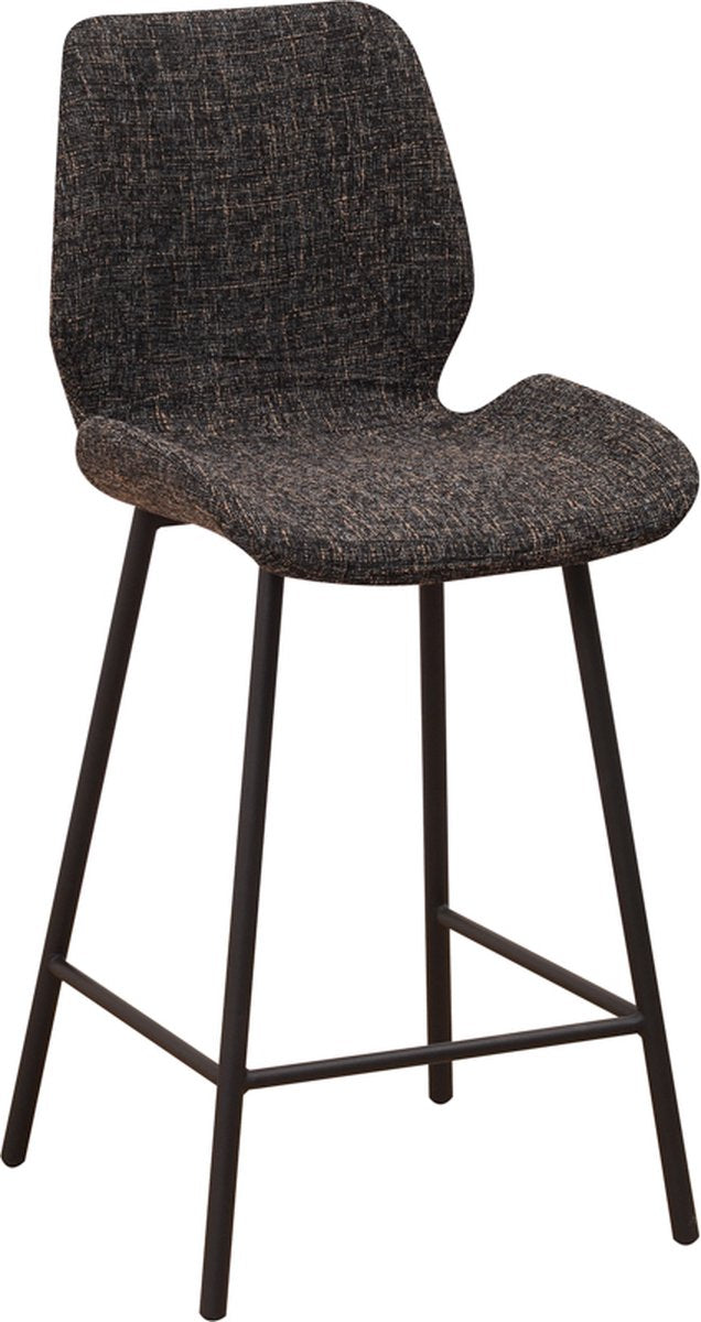 Hapyment Barkruk Velino - Zwart - 67cm zithoogte - Set van 1 - Voor keuken en bar - Met rugleuning - Ergonomische barstoelen