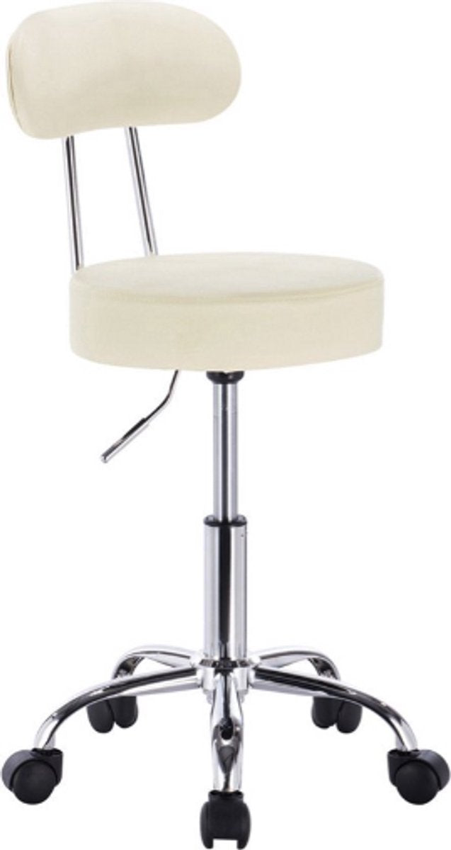 Ergonomische Kruk - Rugleuning - Op wielen - Zadelkruk - Bureaustoel - Creme