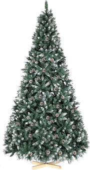 Kerstboom met sneeuw - Dennenappels - Canadese Spar - 240cm - Zonder verlichting