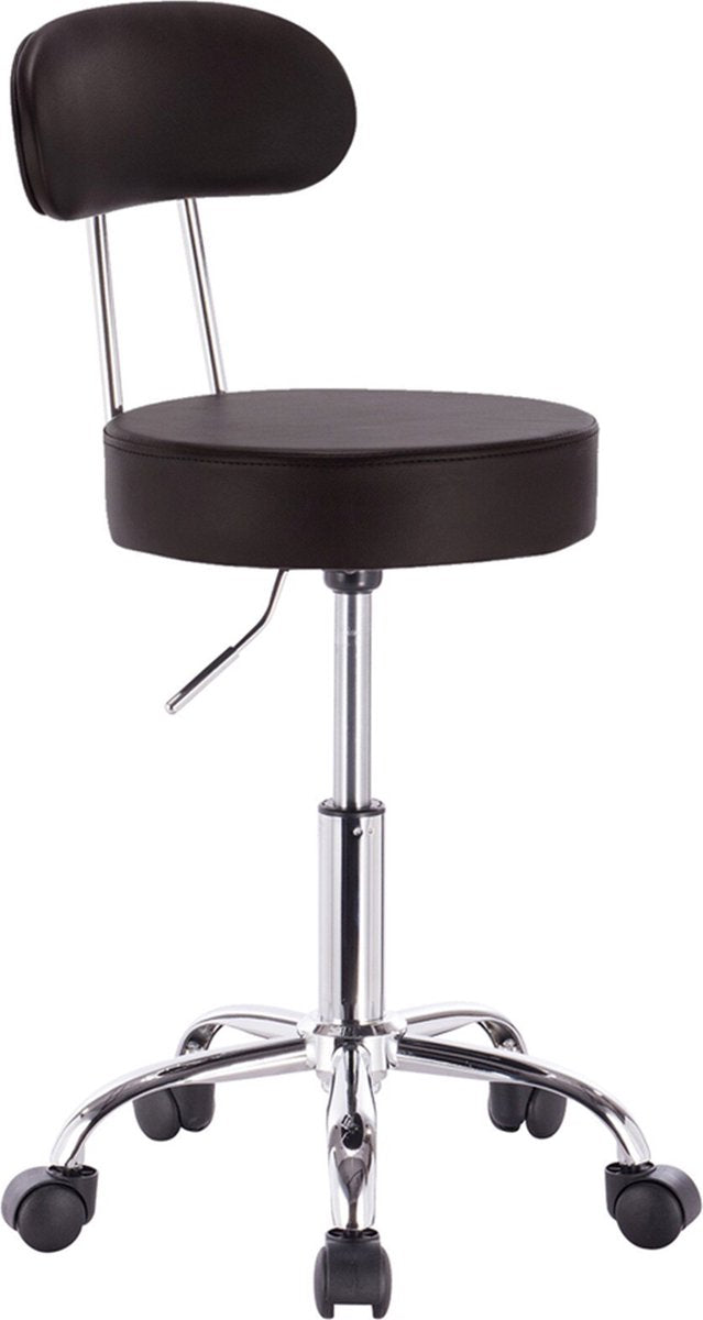 Happyment® Ergonomische kruk met rugleuning - Hoogte Verstelbaar - Op wielen - Bureaustoel, Zadelkruk, Werkkruk - Zwart - Black friday