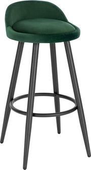 Velvet Barkruk - Ergonomisch - Donkergroen - Kleine rugleuning - Zithoogte 69cm