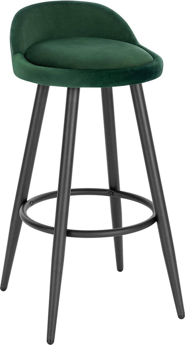 Velvet Barkruk - Ergonomisch - Donkergroen - Kleine rugleuning - Zithoogte 69cm