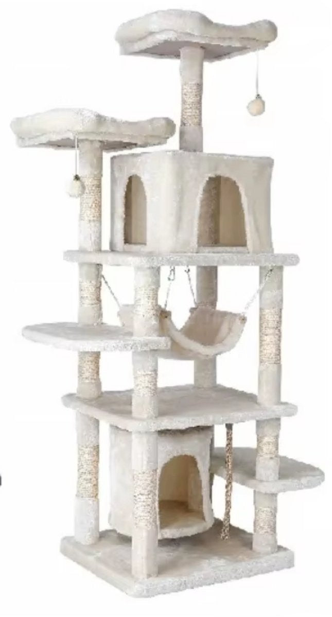 Krabpaal voor katten 170 cm - Kattenmand - Voor Binnenkatten en kittens - Krabton - Kattenspeelgoed - Beige