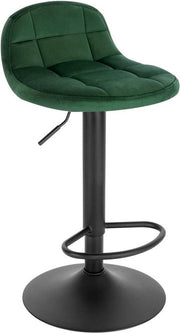Barkruk - Donkergroen Velvet - Industrial - Rugleuning - Verstelbaar - Set van 1