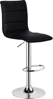 Luxe Barkurk Erino - Industrial - Zwart - Barkrukken set van 1 - Barstoel Kruk - Barstoelen met rugleuning - Keukenstoel - In hoogte verstelbaar - Kunstleer