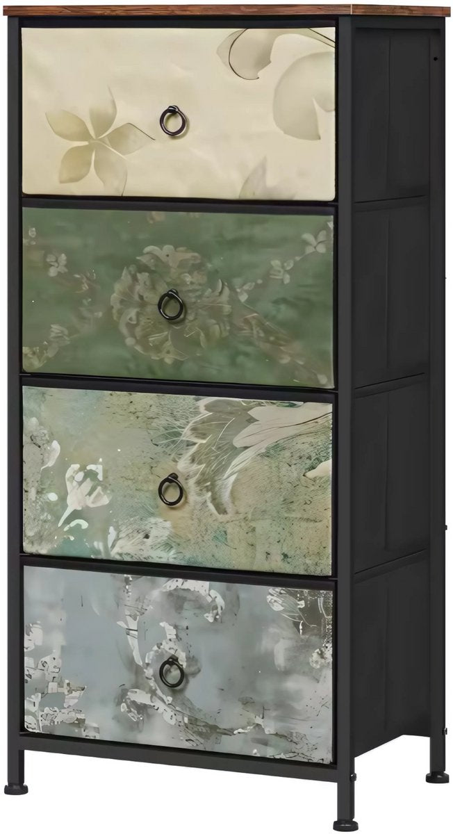 Smalle Zijkast met 4 Laden - Opbergkast - ladekast - Voor Slaapkamer of Woonkamer - Stoffen Opbergkast & Dressoir - Vrijstaande Home Organizer