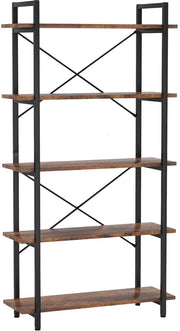 Boekenkast - Boekenplank - Wandplank - Boekenrek - Voor opbergen / woonkamer / kantoor - Industrieel - met open planken - Rustiek Bruin 04