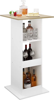 Bartafel - Wit/Eiken - Vierkant - Hout/Metaal - 60x60x112cm