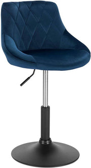 Bolt Edge Barkruk - Industrial - Blauw - Velvet - Verstelbaar - Met rugleuning - Set van 1