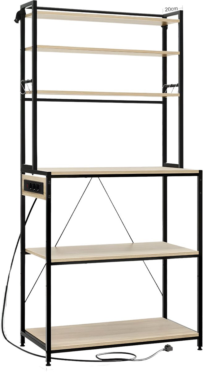 Opbergkast - Keuken orginazer - Wandkast – Voor keuken / woonkamer – Met stopcontact – Light Oak - Maat XL