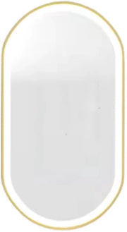 LED Badkamerspiegel Opulence - Met verlicht - Gouden Frame - Dimbaar - Make up - Ovale spiegel - Anti-mist - 50x100cm