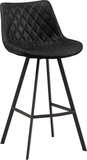 Barkruk - Zwart - Rugleuning en Voetsteun - Keuken en Bar - Imitatieleer - Set van 1