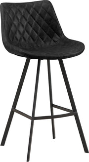 Happyment Barkruk Minoli - Zwart - Met rugleuning - Voetsteun - Voor Keuken en Ba - Imitatie leer - Set van 1