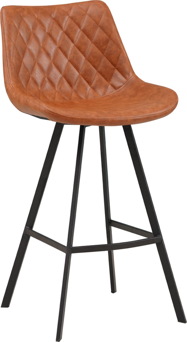 Happyment Barkruk Modern - Oranje - Met rugleuning - Voetsteun - Voor Keuken en Bar - Kunstleer - Set van 1