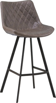 Barkruk Falino - Taupe - Met rugleuning - Voetsteun - Voor Keuken en Bar - Imitatie leer - Set van 1