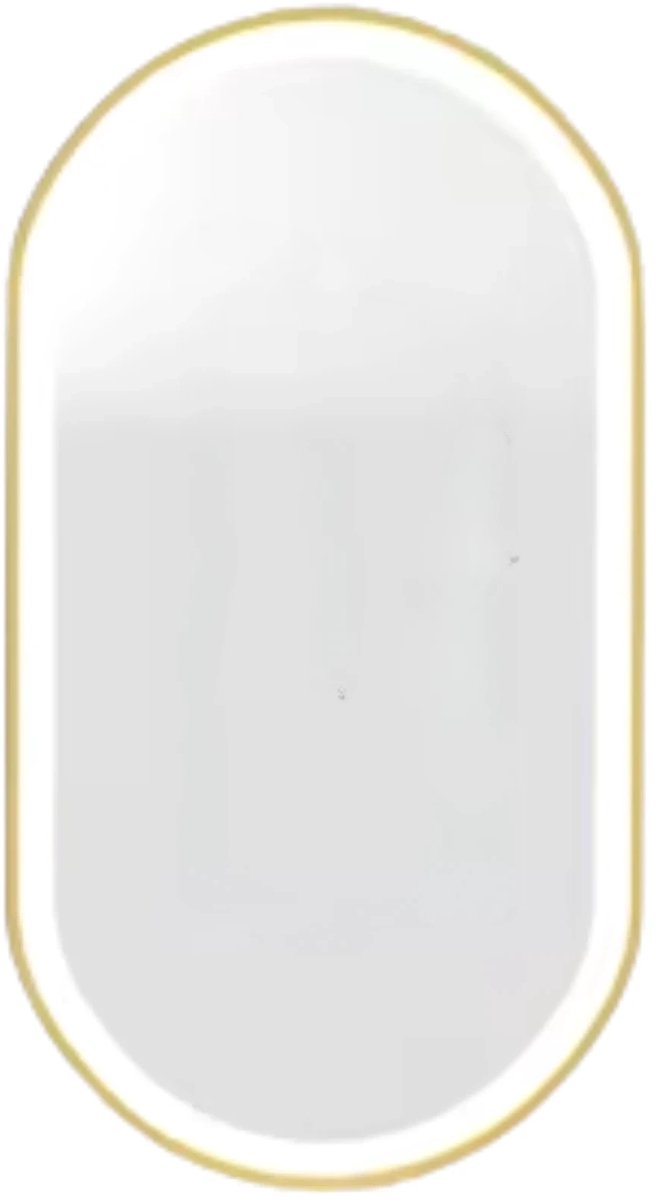 LED Badkamerspiegel met verlicht - Gouden Frame - Dimbaar - Make up - Ovale spiegel - Anti-mist - 50x100cm