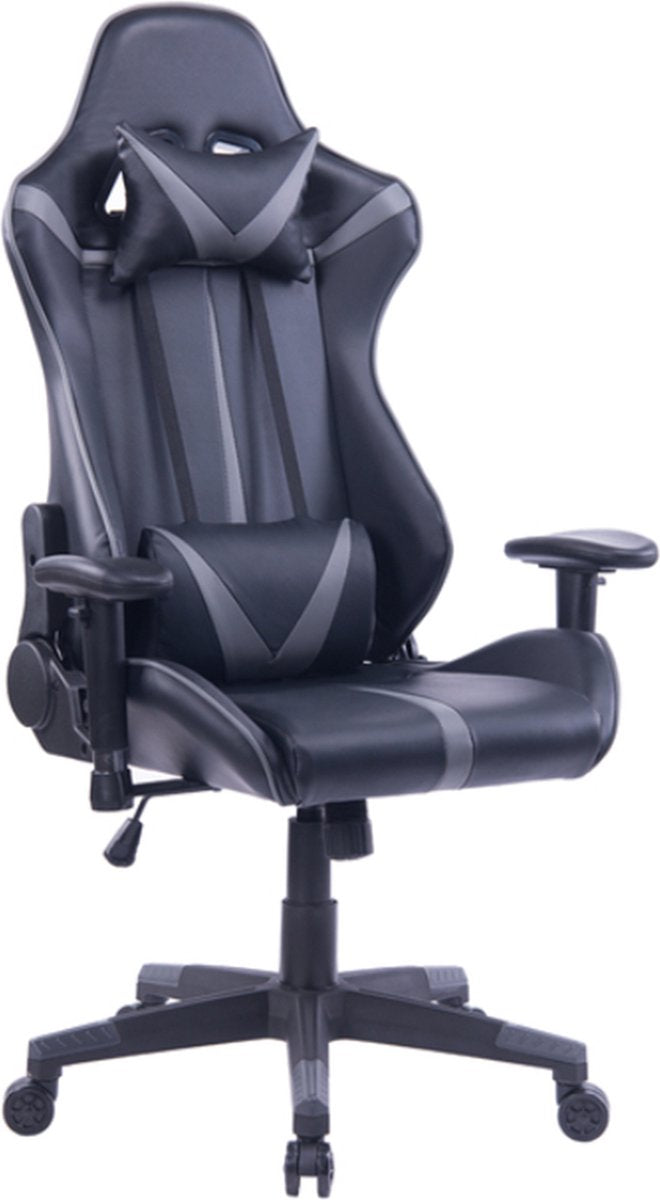 Happyment Luxe Gamestoel - Gaming stoel verstelbaar in hoogte - Chair - Ergonomische bureaustoel - Zwart/grijs