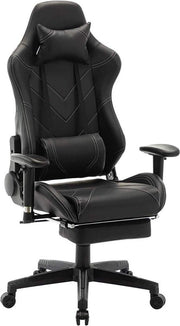 Gaming Stoel - Zwart Kunstleer - Ergonomisch - Verstelbaar - Met Voetsteun