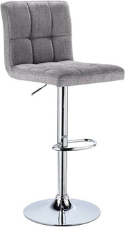 Barkruk Vio Industrial Lichtgrijs - Barkrukken set van 1 - Barstoel Kruk - Barstoelen met rugleuning - Keukenstoel - In hoogte verstelbaar - Linnen