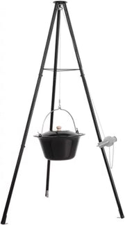 Hongaarse Goulashketel - Braadpan - Stoofpot - Geëmailleerd met Telescopisch Statiefframe, Kettinghoogteverstelling en Deksel - Ideaal voor Goulash en Soep - 10L