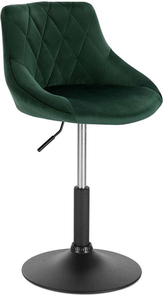Barkruk Modern Feddo - Industrial - Donkergroen - Barkrukken set van 1 - Barstoel Kruk - Barstoelen met rugleuning - Keukenstoel - In hoogte verstelbaar - Velvet