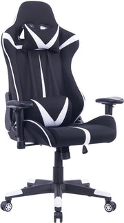 Happyment Luxe Gamestoel - Zwart met wit - Gaming stoel verstelbaar in hoogte - Chair - Ergonomische bureaustoel