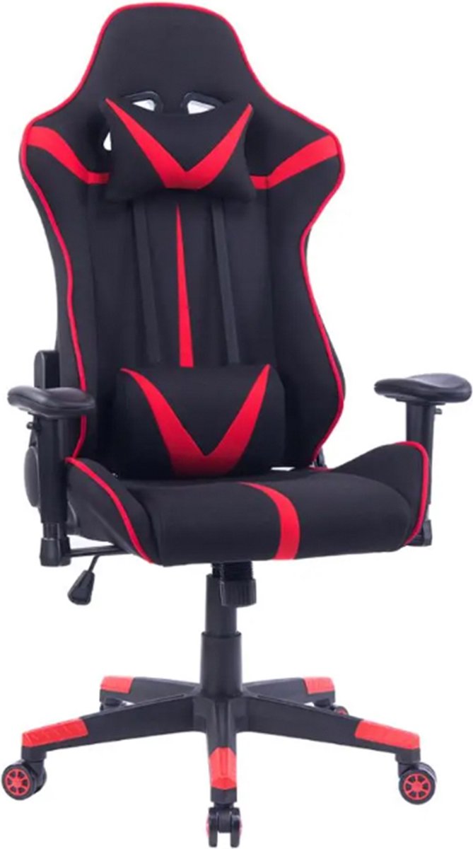 Happyment Luxe Gamestoel Nero - Gaming stoel verstelbaar in hoogte - Chair - Ergonomische bureaustoel - Zwart met rood