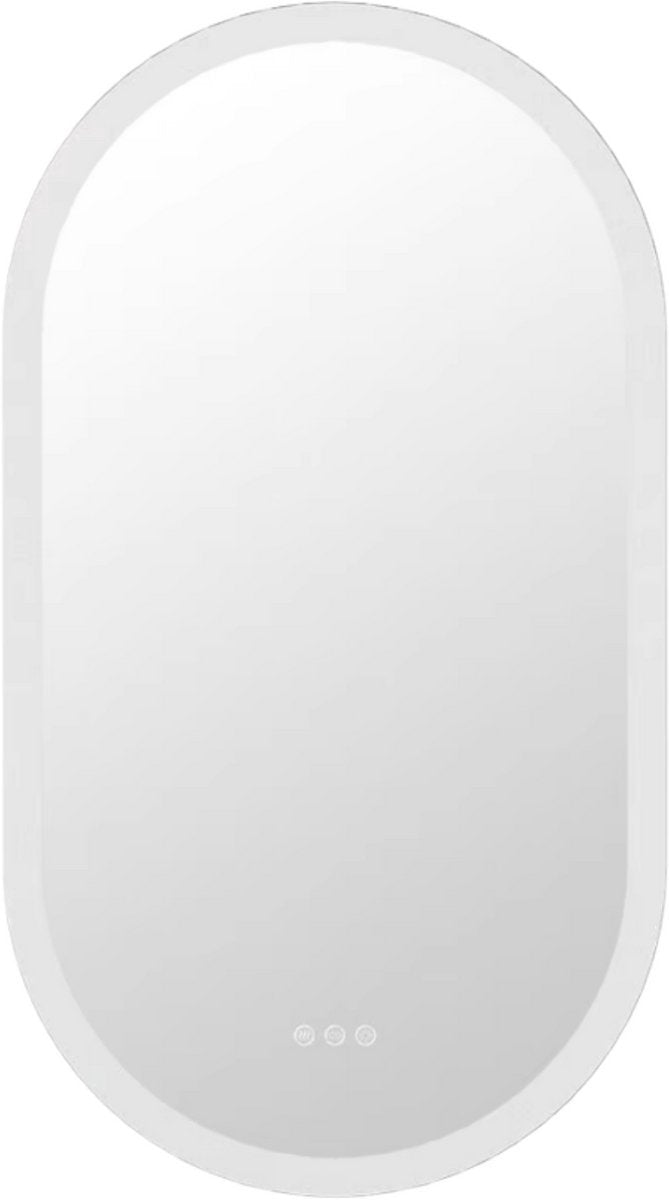 Ovale LED Badkamerspiegel Grandiose - Met verlichting - 50x100cm - Voor Badkamer - Wandmontage - Dimbaar licht