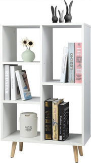 Happyment Boekenkast OPEN - 5 Vakken - Wit - Op potem - Boekenkast - Boekenrek - Woonkamer, slaapkamer en kinderkamer - Hout - 60x30x95CM