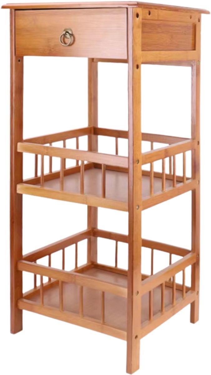 Opulence Rustiek Nachtkastje - Voor Slaapkamer of Woonkamer - Bijzettafeltje met Lade en Open Plank - Houtlook Afwerking - 78cm