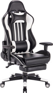 Bolt Edge Luxe Gamingstoel - Witte Strepen - Met Voetsteun - Ergonomisch - Verstelbaar in Hoogte - Kunstleer