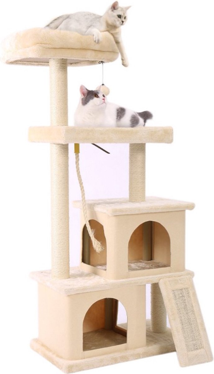 Luxe Krabpaal - Creme - Inclusief hangmat - Geschikt voor kittens - 127cm
