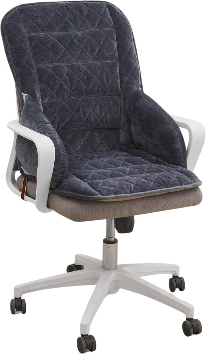 Bureaustoel kussen Tavien - Rugkussen - Ergonomisch - Universeel - Zwart/grijs
