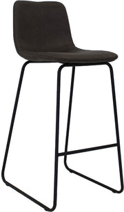 Barkruk Chizo - Antraciet - Met rugleuning - Voor Keuken en Bar - Voetsteun - Polyester - Set van 1