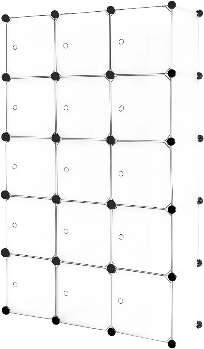 Witte Schoenenkast - Voor Woonkamer, Slaapkamer en Hal - DIY Plank, Schoenenrek en Opbergorganisator - Scheidingswand met 15 Kubussen