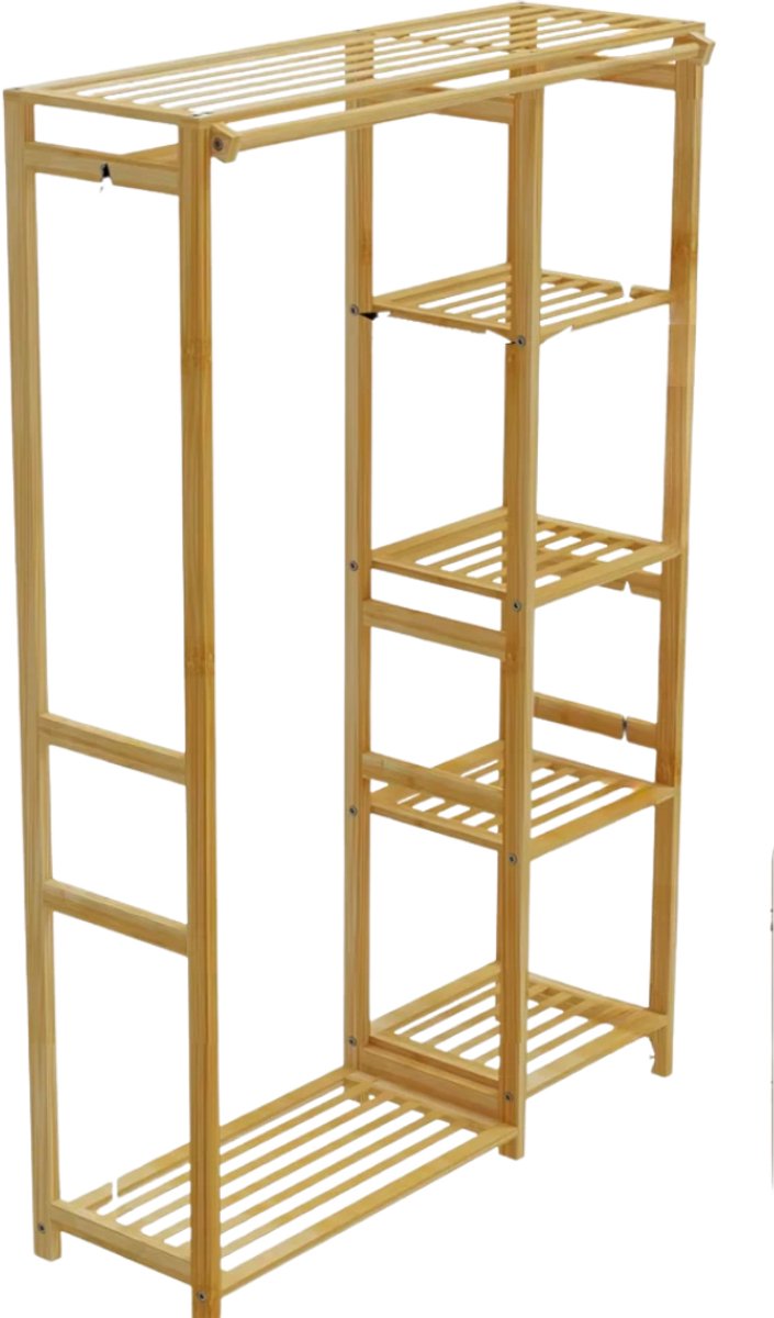Elegante kledingkast Bamboe - Kledingrek - Goud - Met kledingroede voor hal, slaapkamer of woonkamer - 91cm