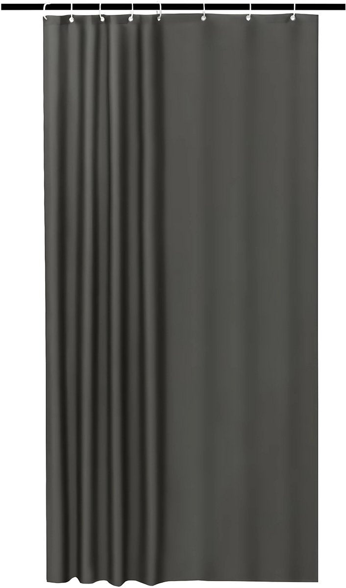 Douchegordijn deluxe - 120x180cm - Anti-schimmel - Voor Badkamer en bad - Donkergrijs - Waterdicht - Wasbaar - Ringen