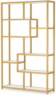 Boekenkast Nalito - Goud - Met 5 Lagen - Marmerlook - Voor Woonkamer, Slaapkamer of Kantoor