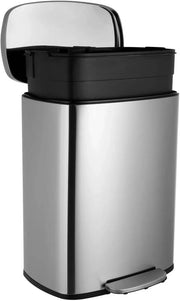 Luxe pedaalemmer - Bruin 50L - Prullenbak - Afvalscheiding - RVS - Softclose - Anti-slip