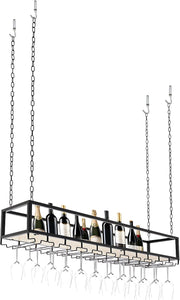 Hangend Wijnrek - Wijnglazen houder - Ophangrek wijnglazen - Voor Keuken, Bar of Eethoek - Verstelbare Plafondmontage - 120cm