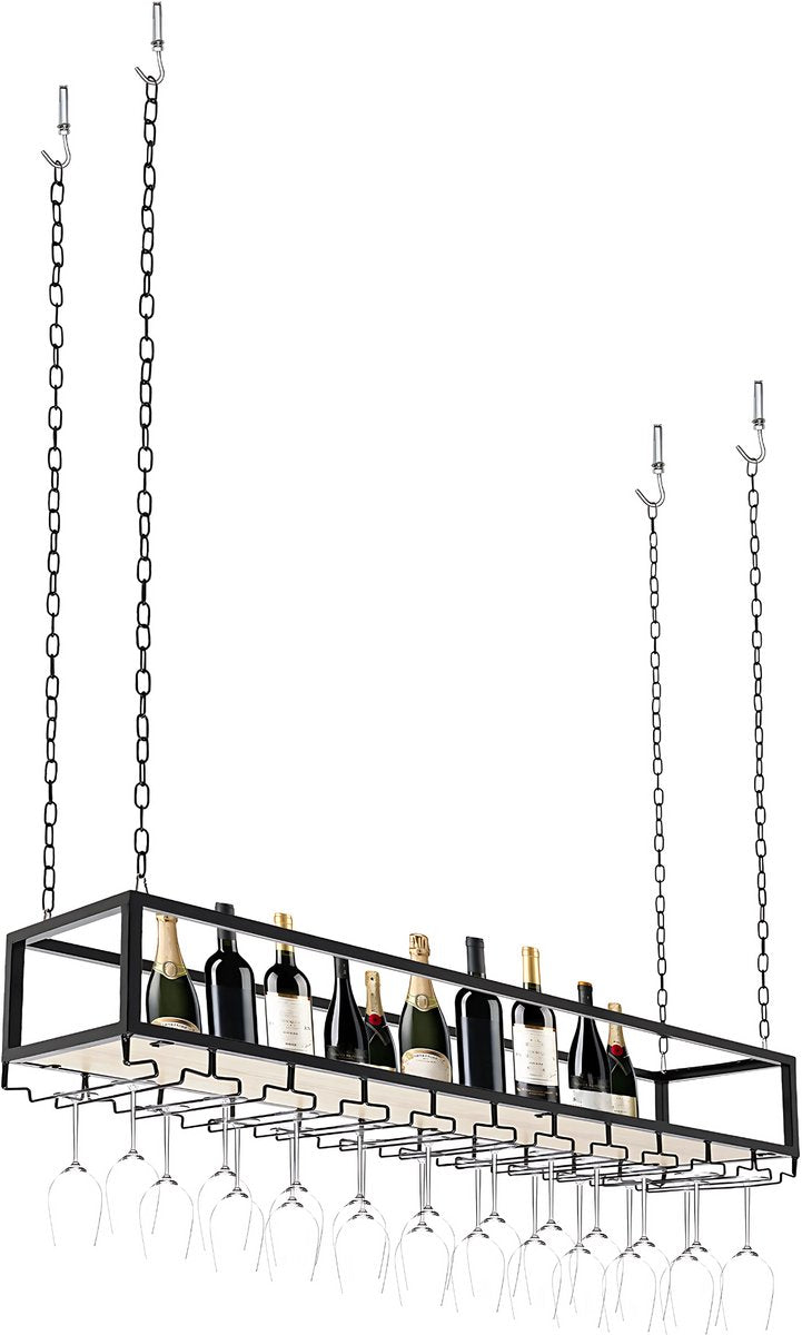Hangend Wijnrek - Wijnglazen houder - Ophangrek wijnglazen - Voor Keuken, Bar of Eethoek - Verstelbare Plafondmontage - 120cm