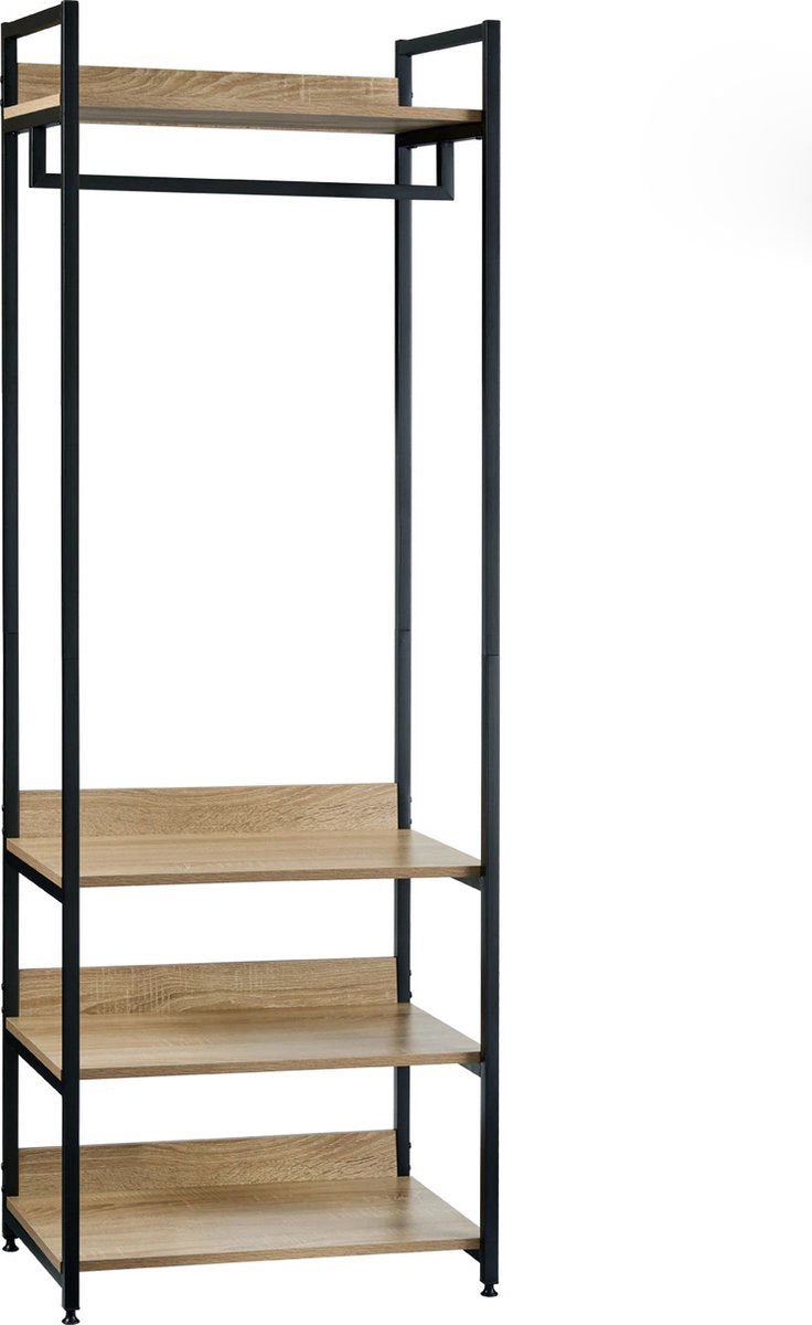Garderoberek - Kledingrek - Kledingkast - Kledingrek Hout - Garderoberek met Rail - Kapstok - 56x36x170 cm
